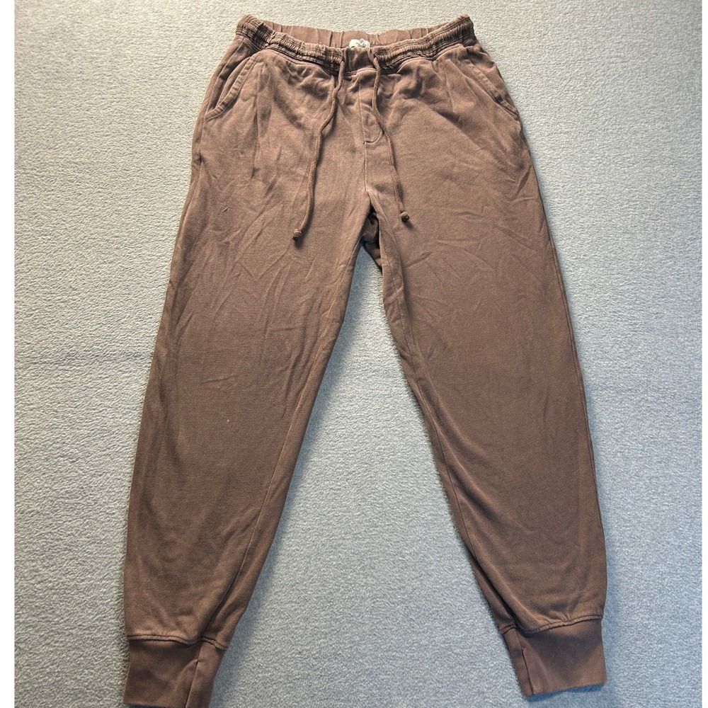 Aerie Jogger Lounge Pants Womens Medium Chocolate Brown Drawstring Cuffed Hem